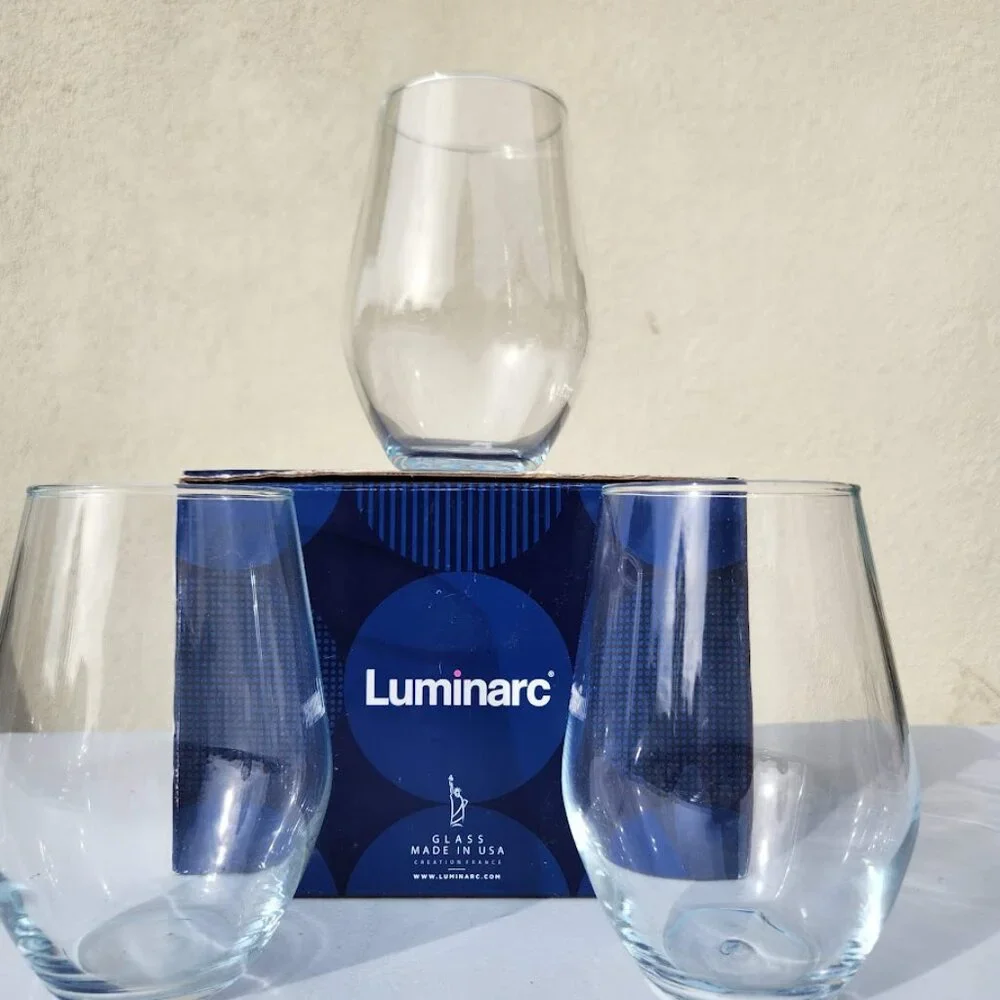 NEW Set of 3 Luminarc Concerto 19 oz glass stemless wine water iced tea glasses